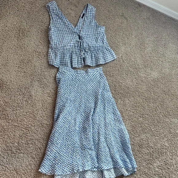 Zara Blue Checkered Midi Dress - Picture 4 of 4